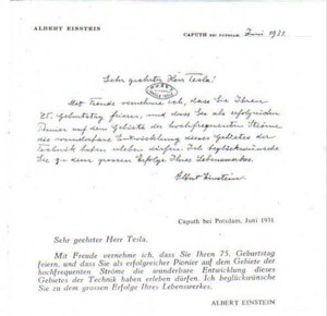 Einstein je napisao Nikoli Tesli pismo za njegov 75. rođendan. Evo što je pisalo…